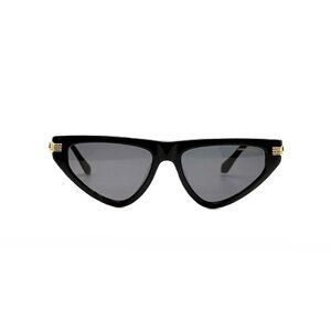 Black Acetate Sunglasses Gold Accents Inset Crystals Pier Martino Italy